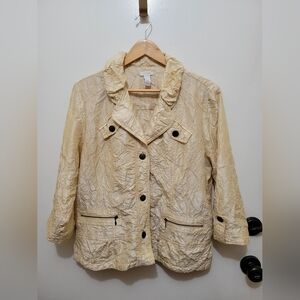 Chico's Textured Pale Yellow Utility Coat - Size 2